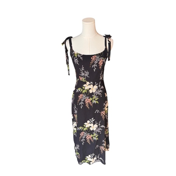 Reformation - Isabella Bessie Midi Dress Black Floral Sz 4 - Picture 4 of 10